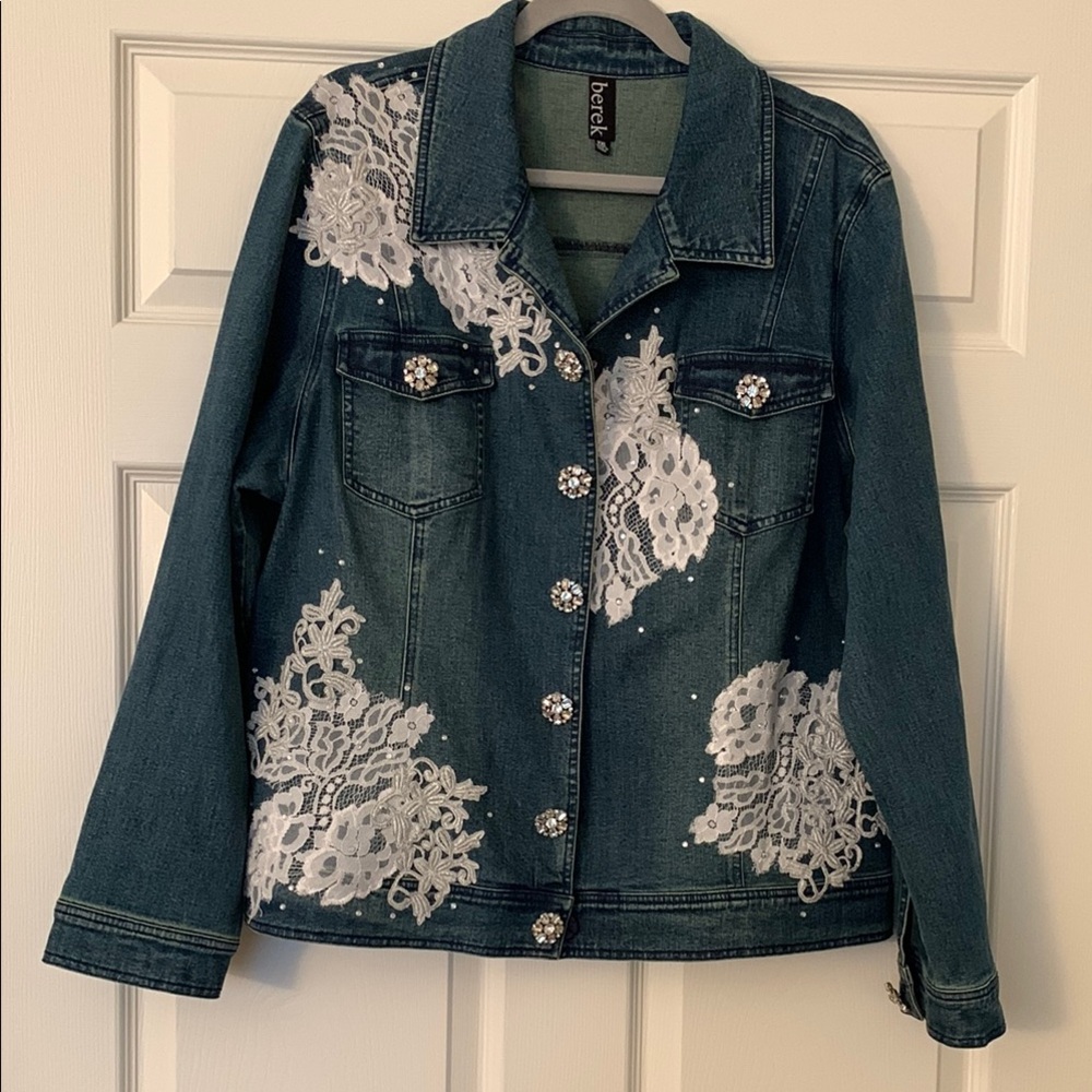 Berek Lace and Rhinestone Denim jacket